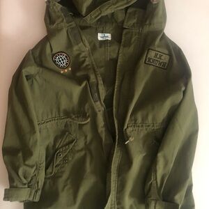 Kids Olive Green Hooded Raincoat